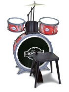 Bontempi Schlagzeug rot/schwarz mit Stuhl