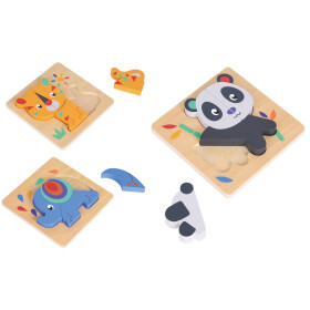 Puzzle-Set mit Panda, Elefant, Giraffe