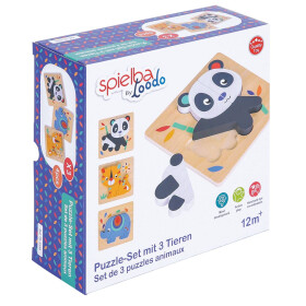 Puzzle-Set mit Panda, Elefant, Giraffe