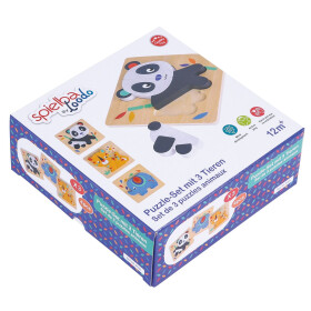 Puzzle-Set mit Panda, Elefant, Giraffe