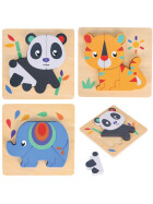 Puzzle-Set mit Panda, Elefant, Giraffe