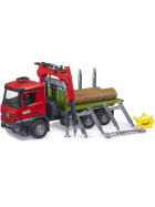 Bruder Mercedes Benz Arocs Holztransport-LKW mit Ladekran, Greifer & Baumstämmen