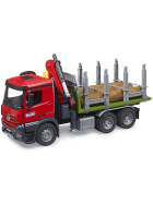Bruder Mercedes Benz Arocs Holztransport-LKW mit Ladekran, Greifer & Baumstämmen