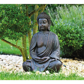Buddha sitzend in Braun, 28 cm