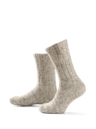 Beige Wolle Damensocken und Herrensocken Sleep Well, Taupe Label, Bettsocken, Wadensocke, 42-46