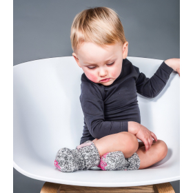 Graue Wolle Babysocken Fairy Tale, Anti-Rutsch, Kniesocke