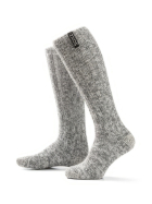 Graue Wolle Damen- & Herrensocken Jet Black, Kniesocke, 42-46
