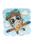 Diamond Painting Panda Flugzeug