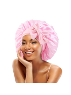 Satin Haarschlafhaube Bonnet zum Binden, pink