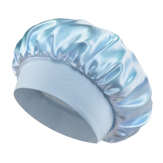Satin Haarschlaf-Haube, Hellblau