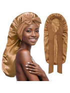 Satin Haarschlafhaube XL Bonnet zum Binden, gold