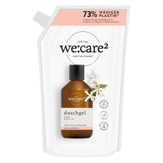 we:care2 Nachfüllbeutel Duschgel, Jasmin-Grüner Tee, 500 ml