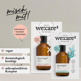 we:care2 Kennenlern-Set, Duschgel-Granulat, Jasmin-Grüner Tee & Aqua-Marine