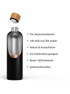 T&N Trinkflasche Edelstahl Wood Edition, 1000 ml, Anthracite