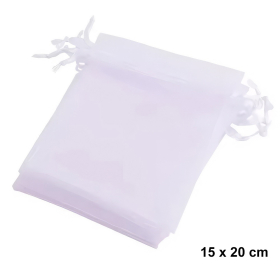 Organzabeutel 10 Stück, weiss, 15x20 cm