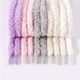 Fuzzy Laces, Plüsch-Schnürsenkel, beige