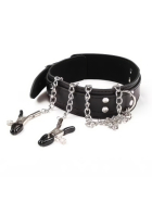 beKinky Halsband SubMaster mit Nippelklemmen, schwarz