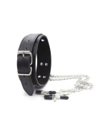 beKinky Halsband SubMaster mit Nippelklemmen, schwarz