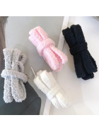 Fuzzy Laces Flat, Plüsch-Schnürsenkel, weiss