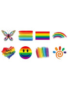 Rainbow Love Tattoos, 8er-Set