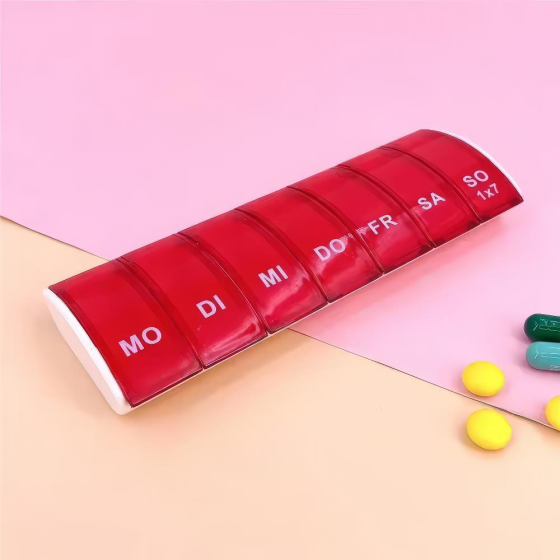 1x7 Medikamentenbox DE, rot