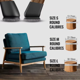 Profi Stuhlbein Silikon Filz Stulpen, 4er-Set, S, schwarz-grau