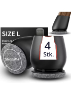 Profi Stuhlbein Silikon Filz Stulpen, 4er-Set, L, schwarz-grau