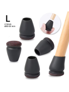 Profi Stuhlbein Silikon Filz Stulpen Rund, 4er-Set, Gr. L, schwarz