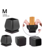 Profi Stuhlbein Silikon Filz Stulpen Quadrat, 4er-Set, Gr. M, schwarz