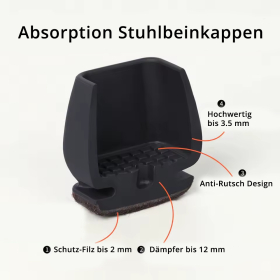 Profi Stuhlbein Silikon Filz Stulpen Quadrat, 4er-Set,...