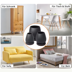 Profi Stuhlbein Silikon Filz Stulpen Quadrat, 4er-Set, Gr. L, schwarz