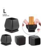 Profi Stuhlbein Silikon Filz Stulpen Quadrat, 4er-Set, Gr. L, schwarz