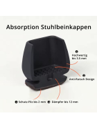 Profi Stuhlbein Silikon Filz Stulpen Quadrat, 4er-Set, Gr. L, schwarz