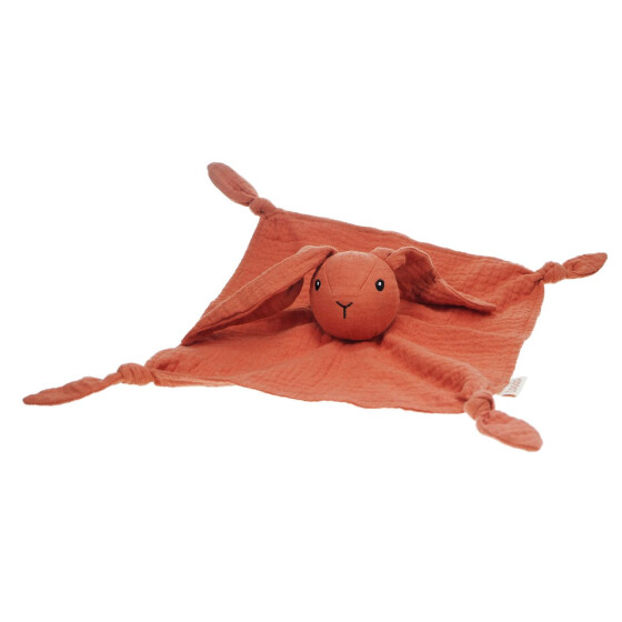 Nuscheli Hase rot 100% Bio-Baumwolle