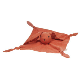 Nuscheli Hase rot 100% Bio-Baumwolle