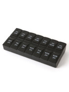 Tablettenbox 2 F&auml;cher pro Tag, schwarz