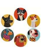 D-Art Crazy Dogs Holz Untersetzer Set