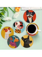 D-Art Crazy Dogs Holz Untersetzer Set