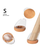 Profi Stuhlbein Silikon Filz Stulpen Winkel, 4er-Set, S, transparent-braun