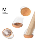 Profi Stuhlbein Silikon Filz Stulpen Winkel, 4er-Set, M, transparent-braun