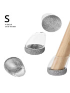 Profi Stuhlbein Silikon Filz Stulpen Winkel, 4er-Set, S, transparent-grau
