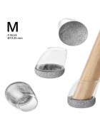 Profi Stuhlbein Silikon Filz Stulpen Winkel, 4er-Set, M, transparent-grau