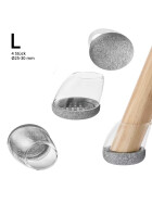 Profi Stuhlbein Silikon Filz Stulpen Winkel, 4er-Set, L, transparent-grau