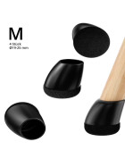 Profi Stuhlbein Silikon Filz Stulpen Winkel, 4er-Set, M, schwarz