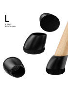 Profi Stuhlbein Silikon Filz Stulpen Winkel, 4er-Set, L, schwarz
