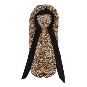 Satin Haarschlafhaube XL Bonnet zum Binden, Leopard