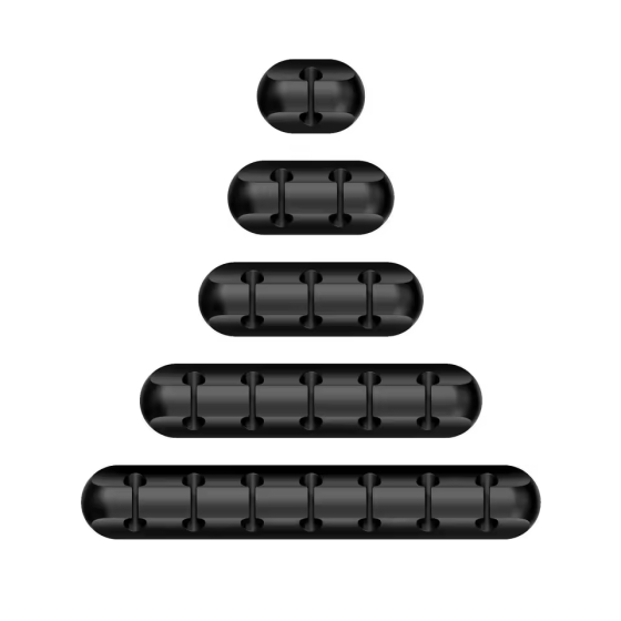 Kabelhalter 5er-Set, selbstklebend, schwarz