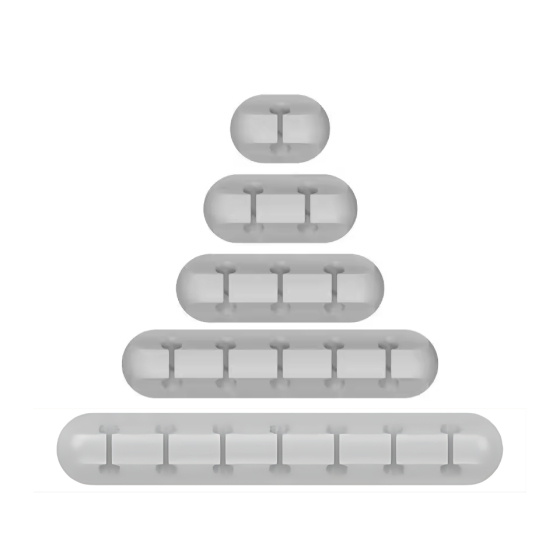 Kabelhalter 5er-Set, selbstklebend, grau