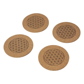 Kork-Untersetzer mit Gravur, Edition Lebensblume, 4er-Set