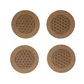 Kork-Untersetzer mit Gravur, Edition Lebensblume, 4er-Set